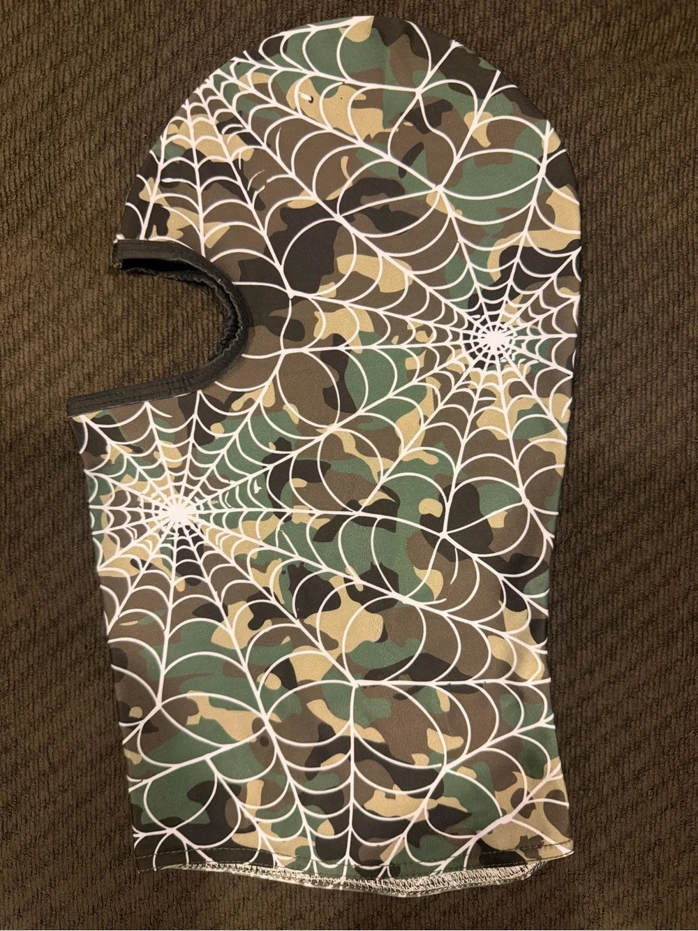 Brand New Mens Camo Spider Web Balaclava Hood/Facemask - Green Camo